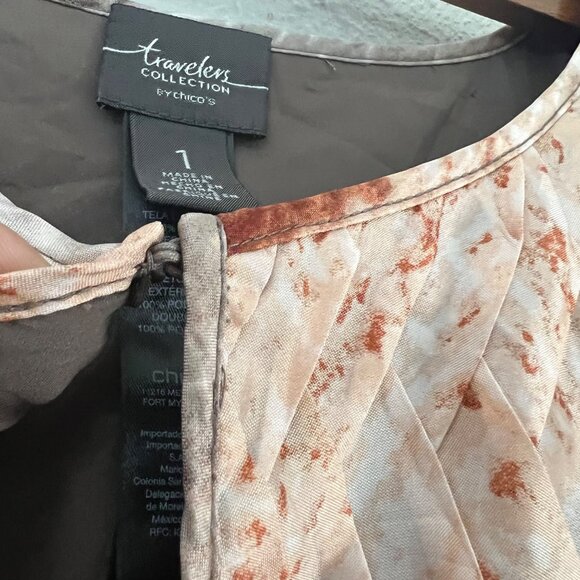 Chicos Womens Pink Taupe Watercolor Elegant Textured Open Lightweight Jacket M - Picture 4 of 5